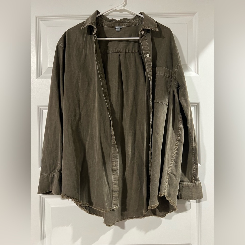 Aerie Olive Button Down Shirt